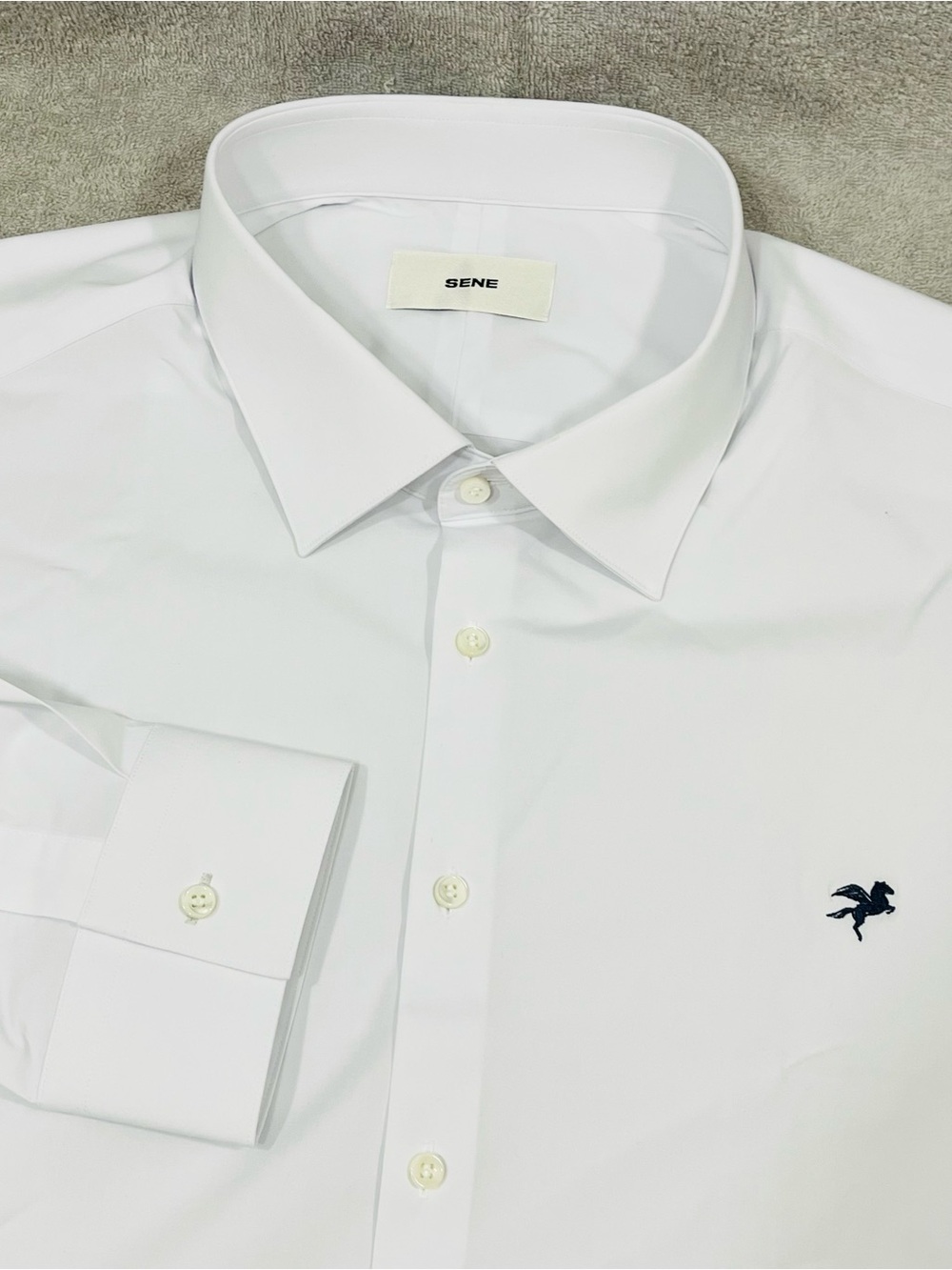 Sene Studio Breeze Tech Spread Shirt, White Men's XL Performance Stretch